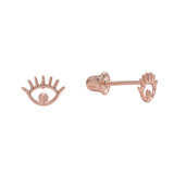 10k Solid Gold Eye Studs - Rose Gold - Earrings - Ofina