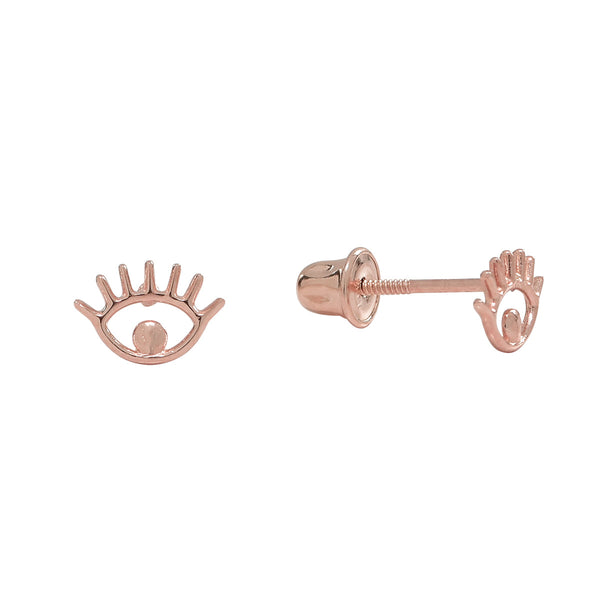 10k Solid Gold Eye Studs - Rose Gold - Earrings - Ofina