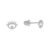 10k Solid Gold Eye Studs - White Gold - Earrings - Ofina