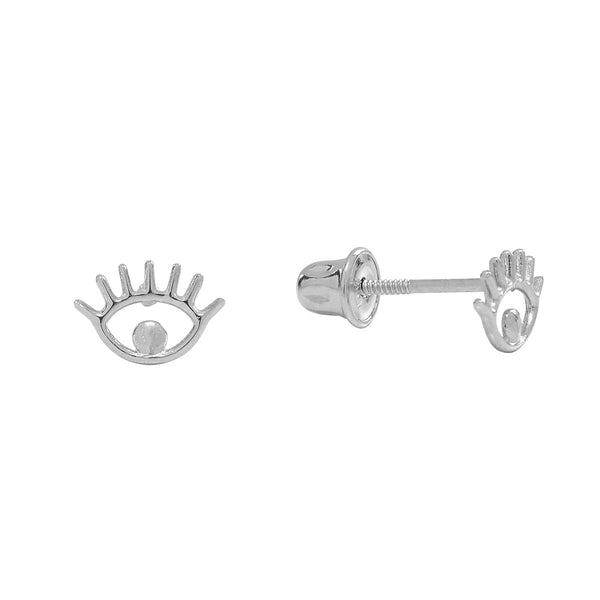 10k Solid Gold Eye Studs - White Gold - Earrings - Ofina