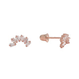 10k Solid Gold CZ Multi-Baguette Curved Ear Crawler - Rose Gold - Earrings - Ofina
