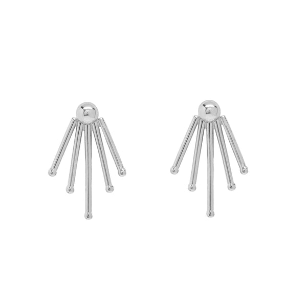SALE - 10k Solid Gold Sun Rays Ear Jacket - White Gold - Earrings - Ofina
