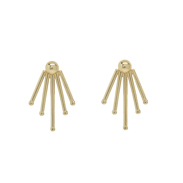 SALE - 10k Solid Gold Sun Rays Ear Jacket - Yellow Gold - Earrings - Ofina