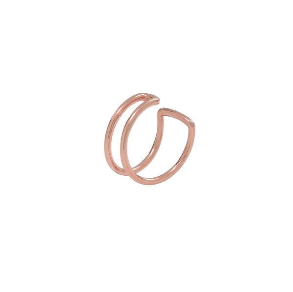 10k Solid Gold Double Line Middle Ear Cuff - Rose Gold - Earrings - Ofina