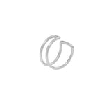 10k Solid Gold Double Line Middle Ear Cuff - White Gold - Earrings - Ofina