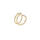 10k Solid Gold Double Line Middle Ear Cuff - Yellow Gold - Earrings - Ofina
