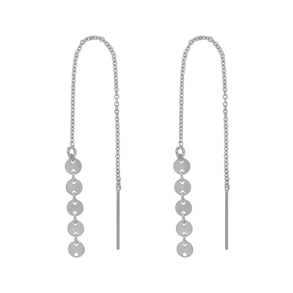 Geometric Ear Threaders (more shapes) - 5 Discs / Silver - Earrings - Ofina