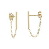 Bar Chain Dangle Studs - Gold - Earrings - Ofina