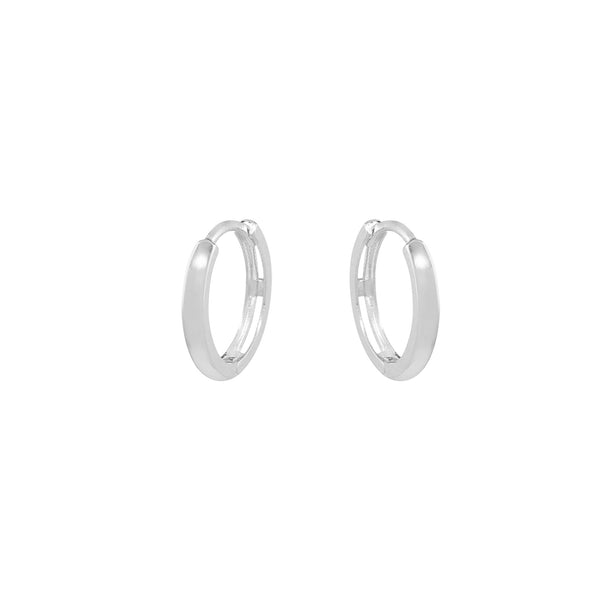 14k Solid Gold Huggies - White Gold / 11mm - Earrings - Ofina