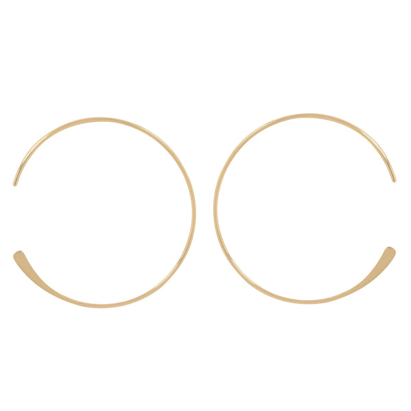 SALE - Endless Hammered End Hoops - Gold / 26mm - Earrings - Ofina