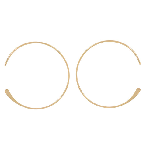 SALE - Endless Hammered End Hoops - Gold / 26mm - Earrings - Ofina