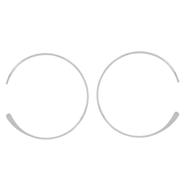 SALE - Endless Hammered End Hoops - Silver / 26mm - Earrings - Ofina
