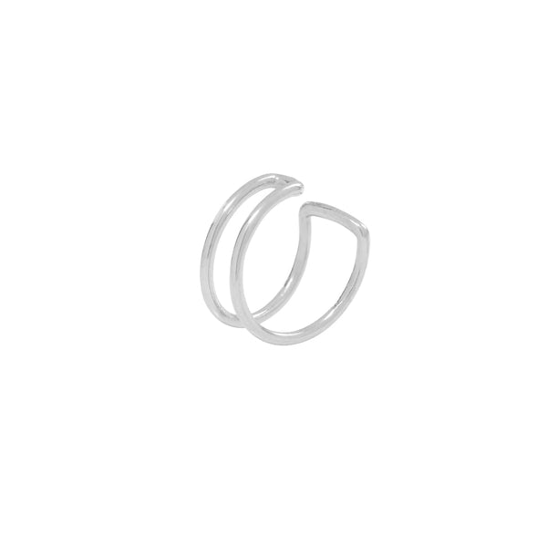 Double Line Middle Ear Cuff - Silver - Earrings - Ofina