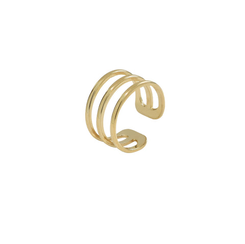 Triple Line Middle Ear Cuff - Gold - Earrings - Ofina