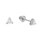SALE - 10k Solid Gold CZ Trillion Studs - White Gold - Earrings - Ofina