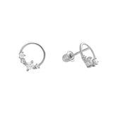10k Solid Gold CZ Wreath Studs - White Gold - Earrings - Ofina