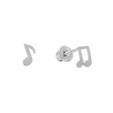 10k Solid Gold Music Notes Studs - White Gold - Earrings - Ofina