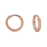 10k Solid Gold CZ Textured Channel Huggie - Rose Gold - Sold Individually - Earrings - Ofina