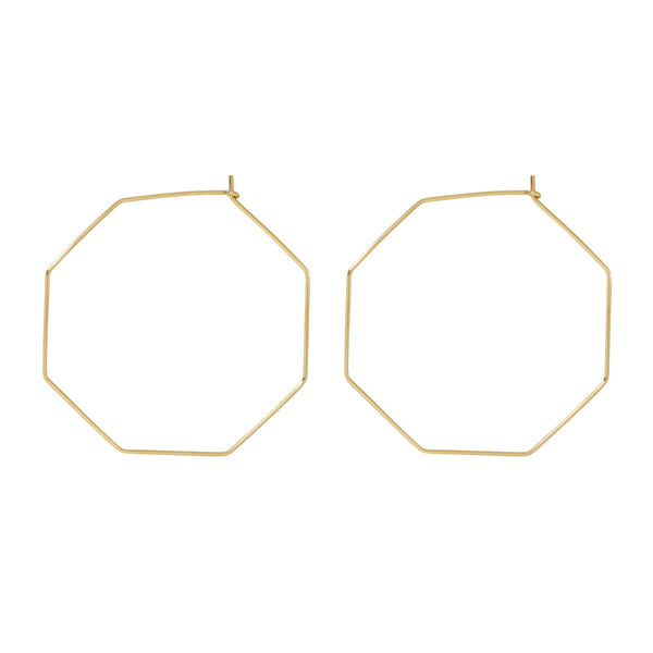 Infinity Octagon Hoops - Large / Gold - Earrings - Ofina