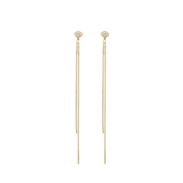 Box Chain CZ Studs - Large - Earrings - Ofina