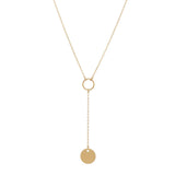 SALE - Y-Drop Disc Necklace - Short / Gold - Necklaces - Ofina
