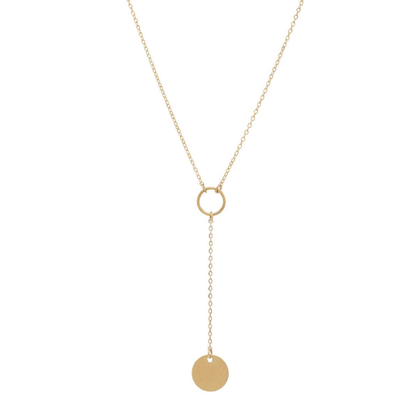 SALE - Y-Drop Disc Necklace - Short / Gold - Necklaces - Ofina