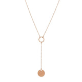 SALE - Y-Drop Disc Necklace - Short / Rosegold - Necklaces - Ofina