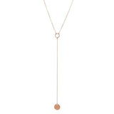 SALE - Y-Drop Disc Necklace - Long / Rosegold - Necklaces - Ofina