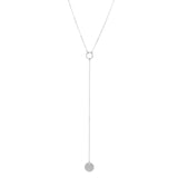 SALE - Y-Drop Disc Necklace - Long / Silver - Necklaces - Ofina