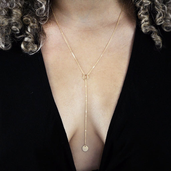SALE - Y-Drop Disc Necklace - - Necklaces - Ofina