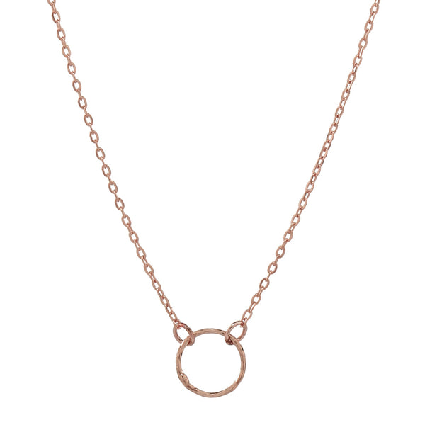 Tiny Diamond Cut Circle Necklace - Choker / Rose Gold - Necklaces - Ofina