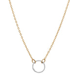Tiny Diamond Cut Circle Necklace - Choker / Silver Circle Gold Chain - Necklaces - Ofina