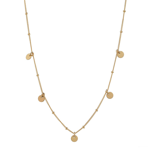 5 Tiny Discs Ball Chain Necklace - Choker / Gold - Necklaces - Ofina