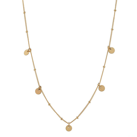 5 Tiny Discs Ball Chain Necklace - Choker / Gold - Necklaces - Ofina