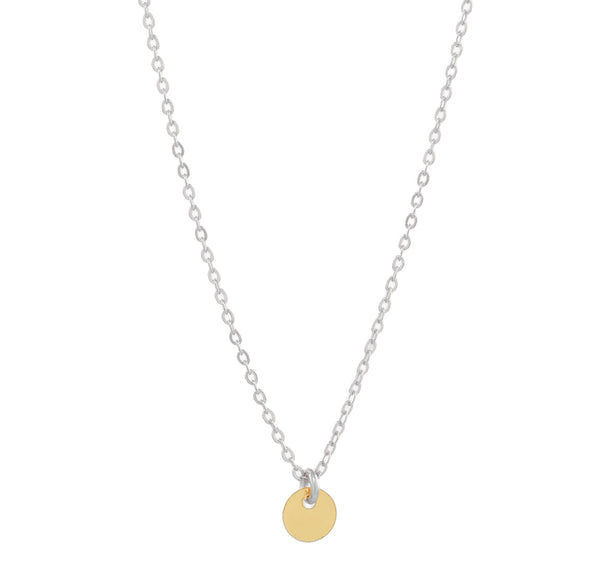 Single Disc Necklace - Gold Disc l Silver Chain - Necklaces - Ofina