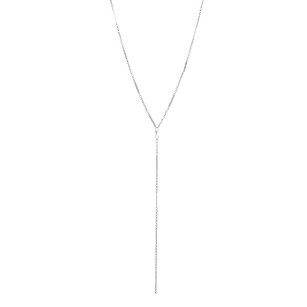 SALE - 10mm Bar / Link Y-Drop Necklace - Silver / 17 inches - Necklaces - Ofina