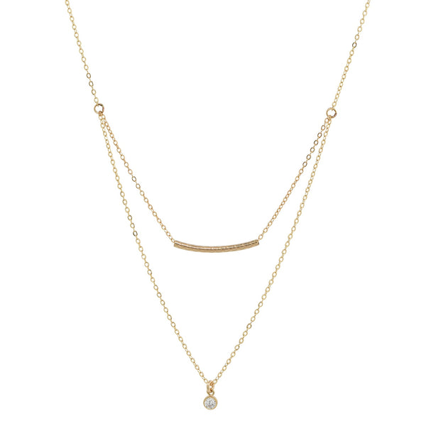 Double Strand Tube + CZ Necklace - Short Tube - Necklaces - Ofina