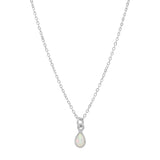 Tiny Elongated Teardrop Opal Necklace - Silver / Tiny - Necklaces - Ofina