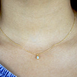 Tiny Elongated Teardrop Opal Necklace - - Necklaces - Ofina