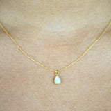 Tiny Elongated Teardrop Opal Necklace - - Necklaces - Ofina