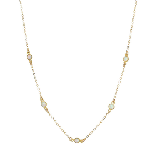 Tiny Circle Opal Choker - - Necklaces - Ofina