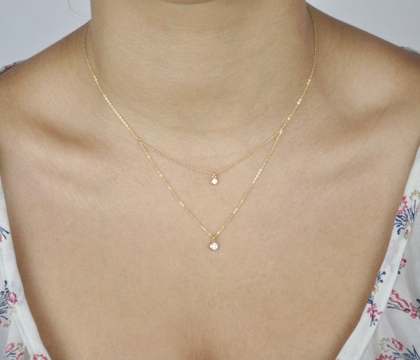 Double Strand CZ Necklace - - Necklaces - Ofina