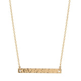 SALE - Thin Bar Necklace - Hammered / Gold - Necklaces - Ofina