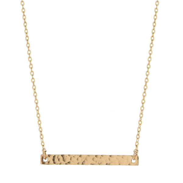 SALE - Thin Bar Necklace - Hammered / Gold - Necklaces - Ofina