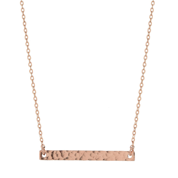 SALE - Thin Bar Necklace - Hammered / Rosegold - Necklaces - Ofina