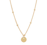 Solid Gold Tiny Disc Ball Chain Necklace - Yellow Gold - Necklaces - Ofina