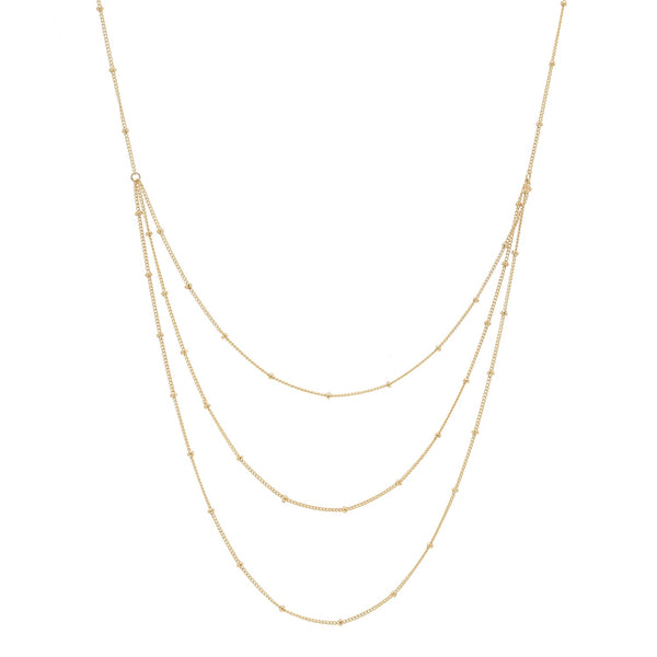 Triple Layer Ball Chain Necklace - Gold / 21" - Necklaces - Ofina