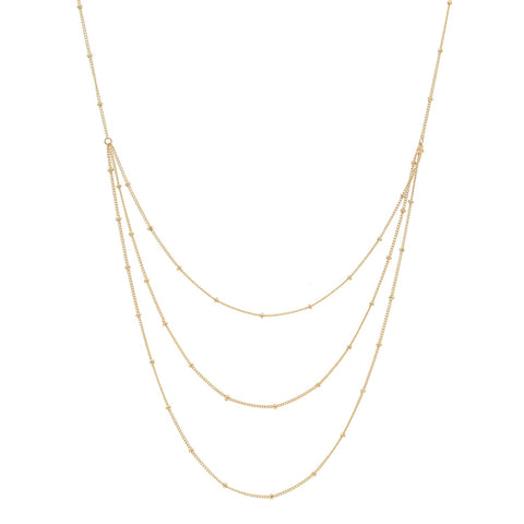 Triple Layer Ball Chain Necklace - Gold / 21" - Necklaces - Ofina