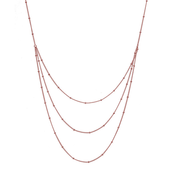 Triple Layer Ball Chain Necklace - Rosegold / 21" - Necklaces - Ofina