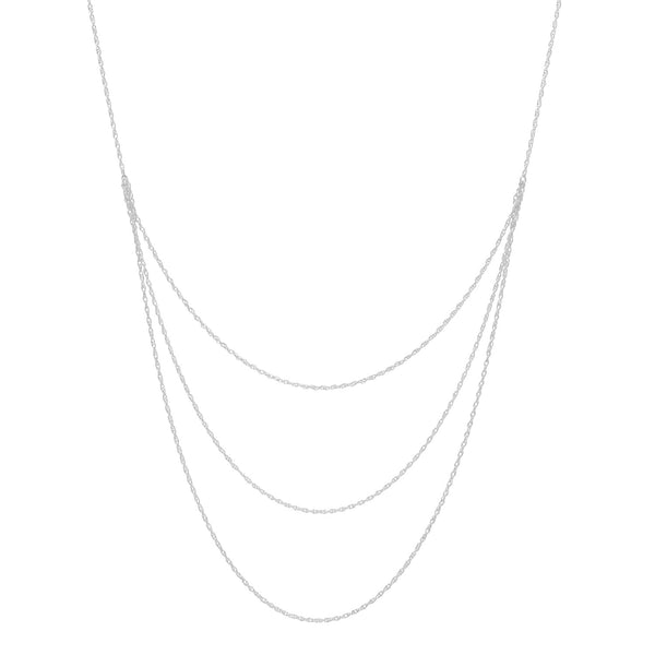 Triple Layer Rope Chain Necklace - Silver / 21" - Necklaces - Ofina